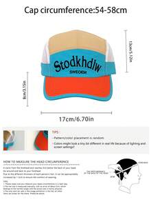 Unisex Street Fashion Color Block Patchwork Flat Brim Casual Hip Hop Cap, Quick Dry Baseball Hat, Letter Print Snapback, Functional Outdoor Cycling Cap, Lightweight Breathable Sun Protection Hat For Summer - Multicolor - View 4