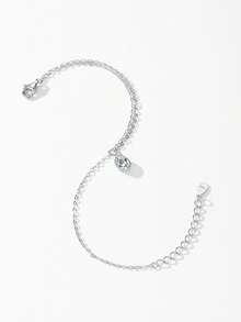 1 chiếc vòng tay dây xích hình giọt nước lấp lánh và sống động dành cho nữ, bằng bạc sterling 925, trang sức cưới. - Bạc - Xem 5