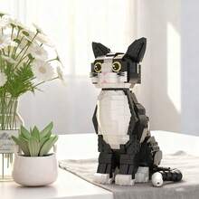 1960片黑色寵物貓微型迷你積木，袋裝3D動物DIY拼圖，可愛逼真設計：燕尾服貓、花朵貓、麵包機與望遠鏡，適合寵物愛好者，提升專注力與耐心，居家桌面裝飾，生日與節日紀念品 - 多色(袋裝) - 查看 7