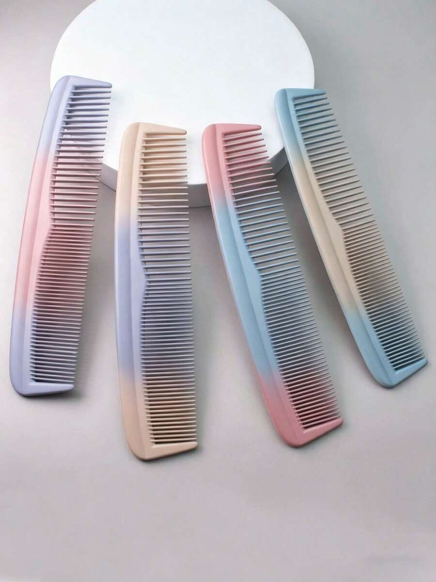 1 Peça Pente de Cabelo de Dentes Grossos e Finos de Dois Lados, com Pintura em Spray de Cor Aleatória, Pente de Estilo de Cabelo de Plástico Sem Alça - Multicolorido - Visão 1