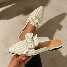 2026 New Striped Flat Pointed Toe Slip-On Comfortable Lightweight Shoes - Khaki - View 5