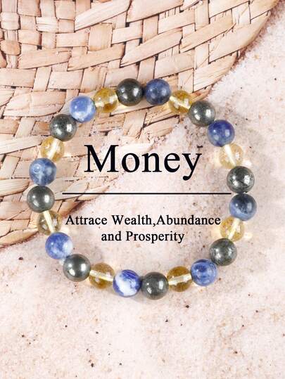 Natural Stone Pyrite Wealth Bracelet, Sodalite, Citrine, Luck, Abundance And Prosperity Beaded Bracelet, Boho Style Yoga Meditation Jewelry Gift For Him, Protective, Protection