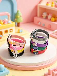 9 piezas Reloj electrónico con pantalla táctil LED y colgante de dibujos animados lindos, 9 combinaciones de colores, brazalete deportivo de moda, adecuado para Navidad, regalos festivos, uso diario, escuela, deportes - Multicolor - Ver 5