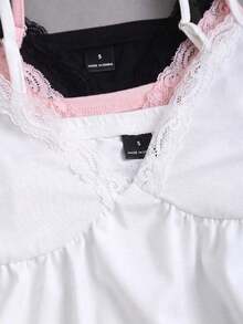 Camiseta de tirantes versátil y linda con adorno de encaje, estilo Y2K para vacaciones - Multicolor 2 - Ver 5