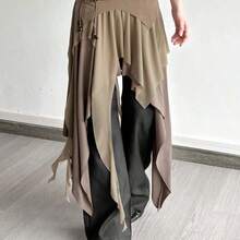 Top Dazzle Sexy Split Asymmetric High Waist Fitted Skirt - Azul - Ver 2