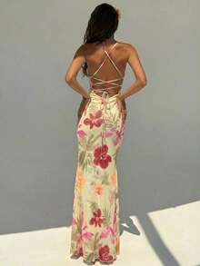 Vestido con estampado floral elegante y espalda descubierta para mujer - Multicolor 4 - Ver 2