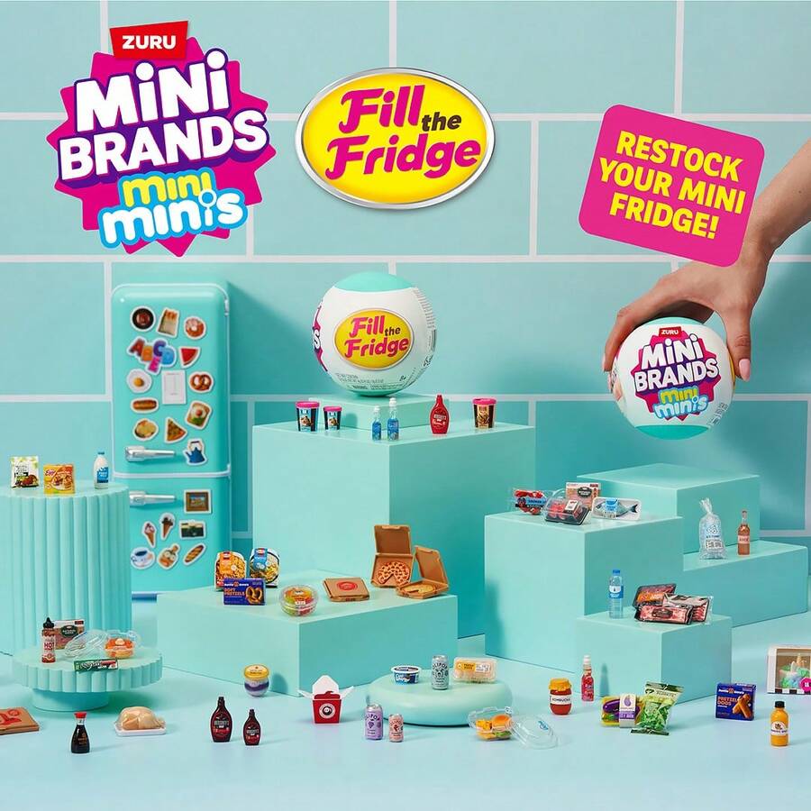 ZURU Mini Brands Fill The Fridge Mini Minis Series 1 Mystery Capsule, Collectible Miniature Toy With Mini Food Replicas, 80+ Minis To Collect, Gift For Kids, Teens & Collectors (Random Style)