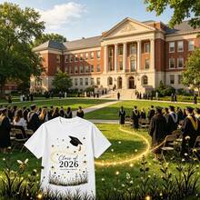 Women's Class of 2026 Graduation Cotton Crew Neck T-shirt Summer - Blanco - Ver 2