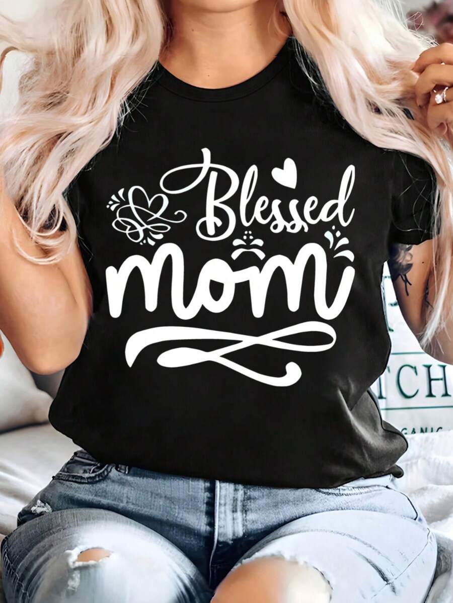 Women's 002
Plus Size - Plus Size - Blessed Mom Plus Size 0XL To 8XL Women's Short Sleeve T-Shirt Easy Letter Print Round Neck Casual Elegant Cute Spring And Summer Clothing Plus Size Women's T-Shirt Fashion Clothing - 黑色 - 查看 1