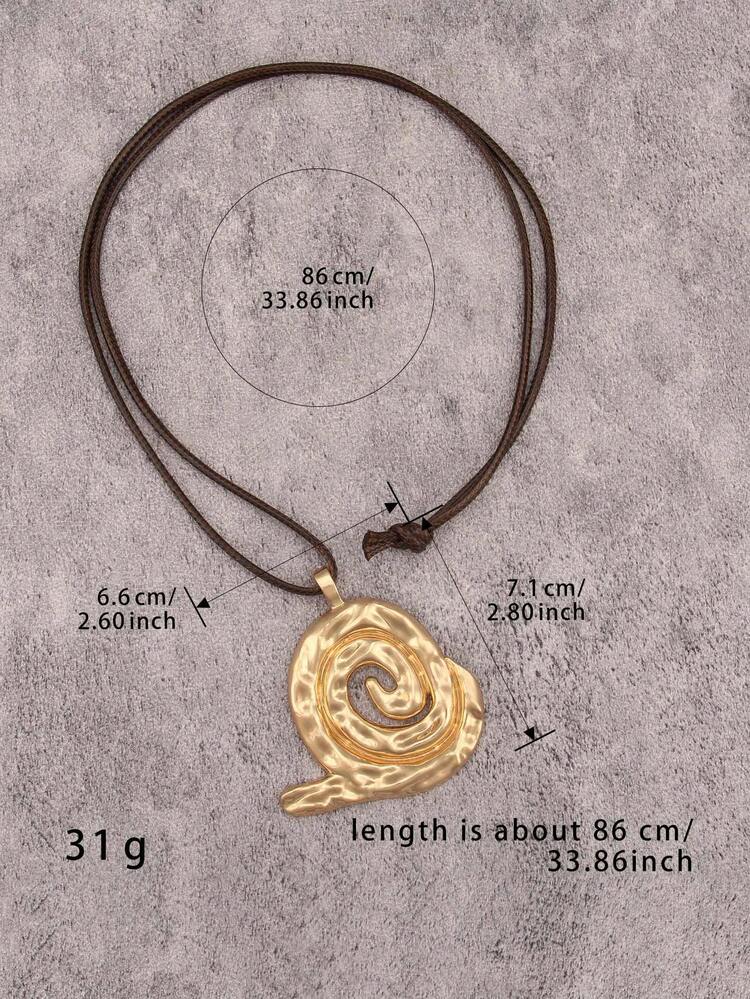 1 chiếc vòng cổ mặt dây chuyền kim loại phong cách biển Bohemian, vòng cổ choker họa tiết xoắn ốc bất đối xứng tối giản cổ điển, quà tặng du lịch biển dự tiệc, phụ kiện đôi hàng ngày, quà tặng ngày lễ. - dây sáp - Xem 9