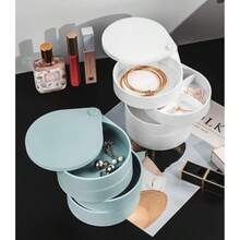 Jewelry Case Jewelry Box, Small Jewelry Storage Box for Women, 4-Layer Rotating Travel Jewelry Tray Case Lid Earring Holder for Bracelets Rings Jewelry - Un color - Ver 5