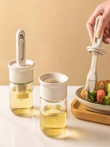 1-Piece 2-In-1 Oil Dispenser - With Brush, Glass Olive Oil And Sauce Dispenser Bottle, Kitchen Cooking Oil Brush With Adjustable/Retractable Silicone Paint Brush And Lock Cap, Suitable For Kitchen Cooking, Vinegar, Sauce, Grilling, Frying - A - View 7