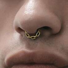 Khuyên mũi 16G bằng thép không gỉ 316L, khuyên xỏ lỗ mũi Daith, không gây dị ứng, mạ vàng 18K, trang sức xỏ khuyên cơ thể, khuyên mũi cho nữ. - xích - Xem 11