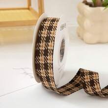 10 Yards/Roll 2.5cm Colorblock Striped Plaid Ribbon, DIY Hair Accessories Bow Craft Supplies, Gift Box, Hat, Bouquet Decoration - Houndstooth - View 14