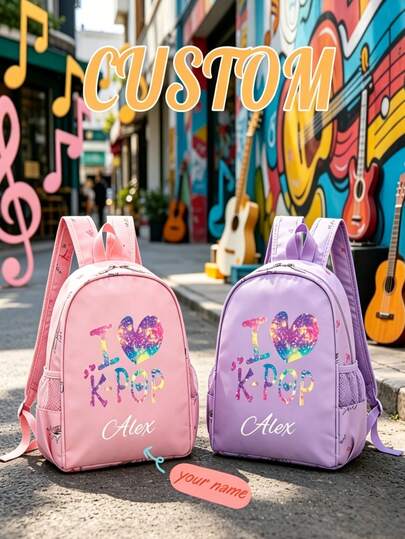 Balo thời trang đa năng phong cách thường ngày, in họa tiết chủ đề K-Pop, có thể tùy chỉnh tên riêng, túi đựng đồ nhảy tiện lợi và bền bỉ, phù hợp cho mùa tựu trường, mùa tốt nghiệp, biểu diễn, đi làm hàng ngày, du lịch hoặc làm quà tặng