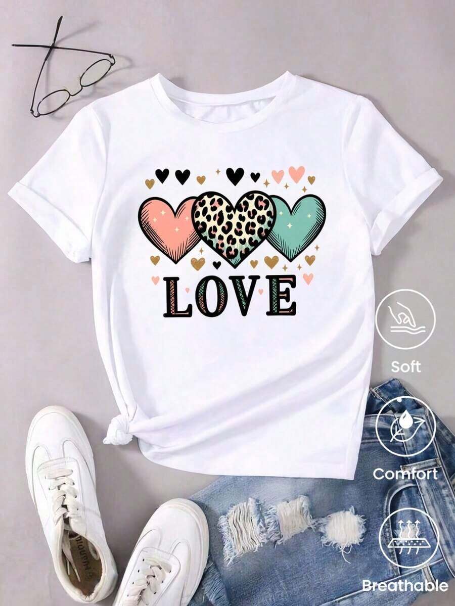 Camiseta de cuello redondo y mangas cortas de ropa fashion, fabricada en México, para la temporada primavera-verano 2025. Con estampado de dibujos animados, es un modelo de pareja, apta para usar tanto por dentro como por fuera, ideal para oficina y estilo casual, diseñada para hombres y mujeres, en unidad individual. - Blanco - Ver 1