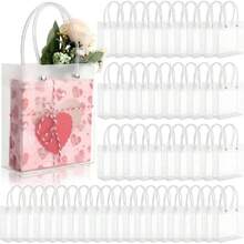 Clear Frosted Gift Bags With Handles, 5.9 X 5.1 X 2.36 Inches Small Transparent Party Favor Bag Plastic Goodie Bags For Mother's Day Wedding Baby Shower Birthday Graduation DIY(50,White),45481014 - White - View 1