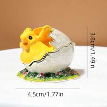 SUSUZUKU 1个奢华水钻珐琅小鸡造型首饰盒，欧式风格，生日礼物，精致家居装饰，合金财富摆件，珐琅工艺，乔迁新居装饰，店铺展示 - 小雞 - 查看 3