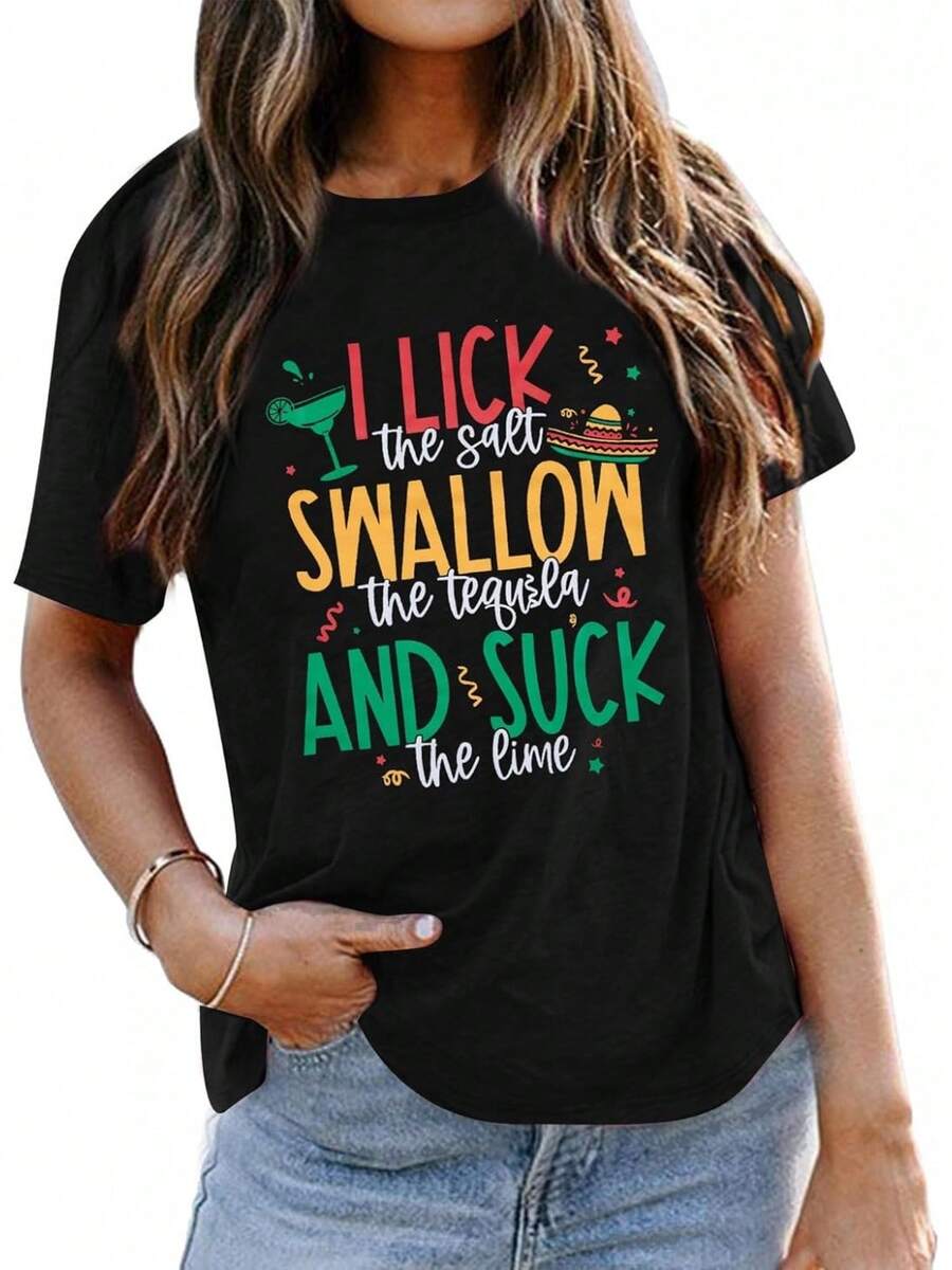 Camiseta Cinco De Mayo para Mujer, Camiseta Mexicana para Fiesta y Vacaciones, Camisetas para Fiesta del Cinco de Mayo, Camiseta con Frases Divertidas, Blusa Casual - Negro - Ver 1