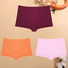 FINETOO, 3 uds., bragas cortas de algodón para mujer, ropa interior transpirable de cintura baja de colores sólidos, Boxers deportivos informales para mujer, calzoncillos - Estilo 5 - Ver 4