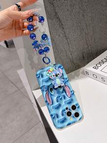 Disney Has Authorized, Phone Case - Chain Set, The Stitch Lilo & Stitch 3D Phone Case Plus A Silicone 3D Stitch Bracelet With Metallic Ring Removable Bracelet, Stitch And Angel Pattern, Compatible With Iphone17/16/15/14/13/12/11/XS/XR/X Plus Pro Max, A Stylish Cartoon Phone Case, The Perfect Gift Choice, Phone Protection, Durable Phone Cover, Great Gift For Friends And Family. - 白色 - 查看 3