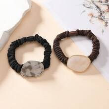 2pcs/Set Women Marble Pattern Rhinestone Decorated Hair Scrunchies, Minimalist Versatile Hair Accessories Elastic Hair Ties - Multicolor - View 7