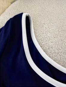 Vestido largo con diseño de lazo minimalista y de moda - Azul marino - Ver 3