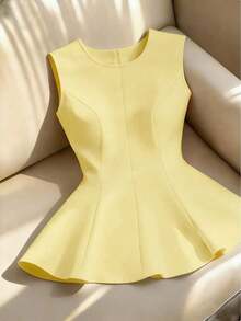 Camiseta de mujer sexy y elegante con estampado de lunares, adecuada para atuendos de primavera/verano - Amarillo - Ver 8