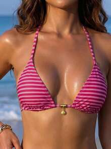 Sultry Sol 2026 New Striped Print Bikini Set, Beach Vacation Style For Women - Multicolor - View 3