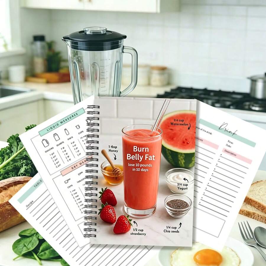 1 Pc A5, 8.3x5.5inch Spiral Notebook With Weight Loss Theme, Suitable For Health Management | Food Logging | Shopping List | Ingredient Control Guide | Healthy Diet - A5 - View 1