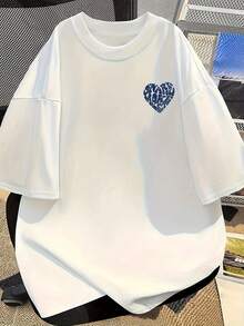 Women's Classic Casual T-Shirt - Soft And Breathable Fabric, Round Neck T-Shirt, Machine Washable Basic Top, Suitable For Everyday Wear, Loose Fit For Women, Eye-Catching Text Design, Easy Care Short Sleeve Top, A Must-Have Fashion Item For Summer. - 白色 - 查看 2