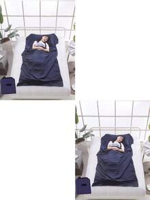 1 pieza/2 piezas Sábana saco de dormir para viaje y camping, opciones de tamaño individual y doble - Sábana saco de dormir ligera, compacta y portátil para adultos - Adecuada para viajes, hotel, camping, sábana de cama ligera individual/doble, compacta y transpirable para hotel, dormitorio, camping, suave, portátil con bolsa de transporte pequeña, para viajes, hotel, sábana de viaje ultraligera, sábana de camping antipolvo, saco de dormir de hotel compacto, para mochilero, senderismo al aire libre - Multicolor - Ver 32