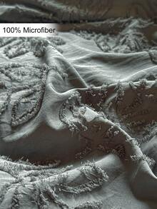 1pc Deep Gray Cutout Leaf Tufted Jacquard Pillowcase, Rustic Minimalist Decorative Throw Pillow Cover Suitable For Sofa, All Seasons, Soft & Breathable, Machine Washable, Without Filler - Grey - View 5