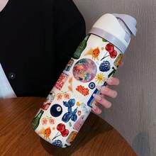1 pieza Taza aislada de 32 oz con patrón creativo de estrella de mar y tortuga marina, taza de café portátil de mano, taza térmica/fría, taza aislada de acero inoxidable de gran capacidad, adecuada para oficina, hogar, coche, recomendaciones de regalo, café/té - Multicolor - Ver 6