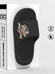 New Comfortable Soft Fashion Versatile Home Black Minimalist Fish Scale Design Thick Sole Lightweight EVA Material Bathroom Slip-On Men Slippers (Please Choose The Appropriate Size According To Your Foot Length) - Black - View 3