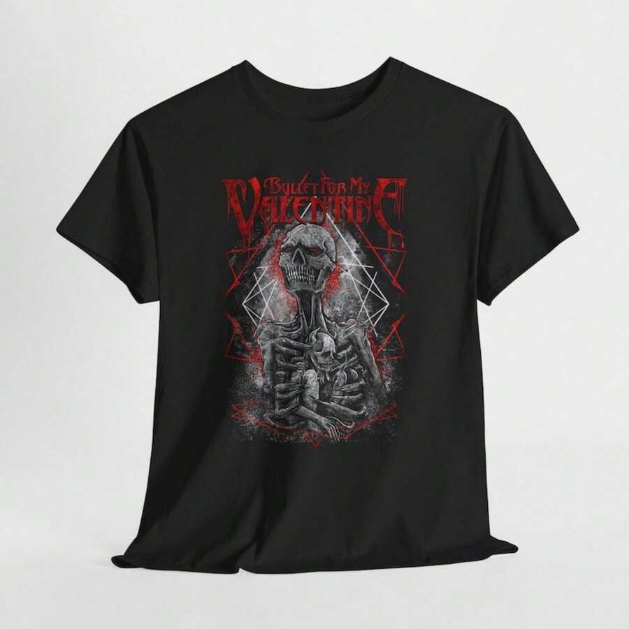 Bullet For My Valentine Skeleton Devil Graphic T-Shirt R1OCk Band T1EE For Women Shirt 100% Cotton Unisex T-Shirt - Premium Casual Comfortable Fit T-Shirt - 黑色 - 查看 1