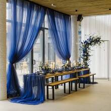 Elegant Navy Blue Sheer Mesh Decor, Suitable For Wedding Arches, Birthday Parties, Valentine's Day, Easter, Christmas, Halloween And Thanksgiving - Ideal For Indoor/Outdoor Ceremony Decor, Graceful Chiffon, Durable Chiffon Fabric, Chiffon Textile, Multipurpose Drape, Party Organizers, Event Planners - Multicolor - View 8