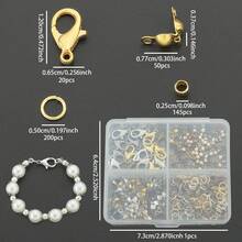 520pcs/Box DIY Jewelry Accessories Set, Random Mixed Colors, Includes Lobster Clasp, Crimp Beads, Spacer Beads, Jump Rings, Suitable For DIY Jewelry Making Such As Necklaces, Bracelets, Beading, Keychain, Clothing Accessories - Kit Accessories (520pcs) - View 3