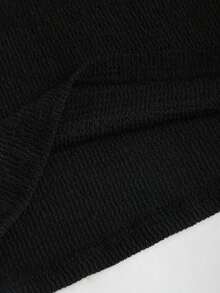 Conjunto Versátil de 2 Piezas para Mujer  Sweetro: Top de Color Sólido con Hombros Descubiertos y Pantalones Anchos Casuales con Cordón Ajustable - Negro - Ver 5
