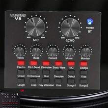 实时声卡 V8 实时混音器语音转换器声卡，带多种音效，适用于家庭 KTV、语音聊天、电脑录音 - 黑色 - 查看 5