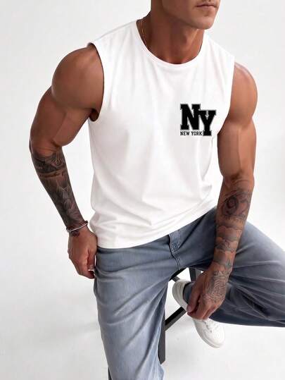 ZYNTH BALENO Men's Fashionable "NY" Print Sleeveless Tank Top, Essential For Cool Summer Days