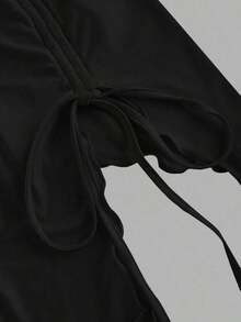 Top bustier de múltiples piezas con cintura anudada a los lados y fruncido, top tubo sólido retro, top de otoño, top para salir, primavera/verano, top de fiesta, playa, casual, vacaciones, disfraz de carnaval - Multicolor 9 - Ver 4