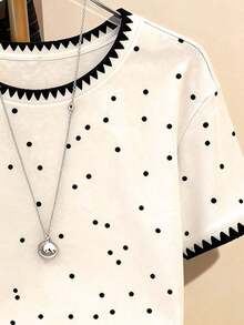 Camiseta de cuello redondo de manga corta para mujer con estampado digital de leopardo, un regalo para amigos - Blanco 2 - Ver 3