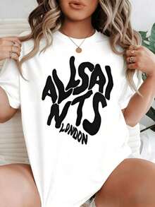 Highly Recommended. Women's Casual T-Shirt, 100% Cotton, With A Striking Artistic Print Representing  London, Symbolizing Confidence And Modern Urban Individuality. Easy To Style. - 白色 - 查看 9