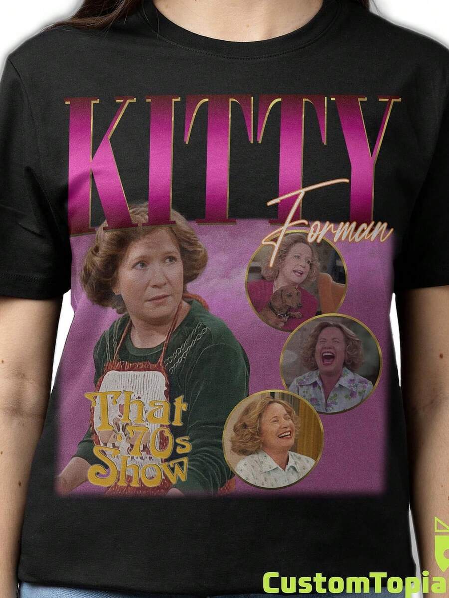 KITTY FORMAN SHIRT, Debra Jo Rupp R 90s Bootleg Homenaje Merchandising, That '70s Show Funny Sitcom Rap T1EE Fan Gift, Kitty Forman Vintage TShirt.220g unisex 100 algodón Camiseta de peso ideal para todas las estaciones, adecuada tanto para hombres como para mujeres. Tejido de alta calidad y duradero, suave al tacto y de larga duración. Top transpirable, adecuado para la ropa de otoño de las mujeres, ropa de vacaciones, Día de la Madre, celebraciones del Día de la Independencia y como regalo. - Negro - Ver 1