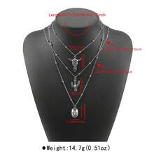 Mydear Set de 3 piezas de collar con colgante de estilo vaquero occidental vintage con cabeza de toro, cactus y sombrero de vaquero incrustados en aleación de turquesa, adecuado para uso diario y de fiesta de mujeres - traje - Ver 1