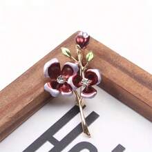 New Premium Enamel Drop Nectarine Flower Brooch Small Fresh Temperament Flower Pin - Blue - View 4
