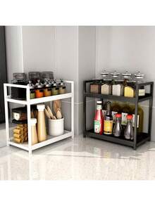 1 Peça Estante de Armazenamento de Cozinha, Prateleira de Balcão de 2 Camadas - Organizador de Mesa Portátil, Prateleira de Balcão de Café Multifuncional, Organizador de Escritório, Adequado para Decoração Doméstica, Cosméticos, Livros, Quarto, Escritório, Itens de Cozinha Externa Acessórios de Cozinha Utensílios de Cozinha - multicolorido - Visão 5