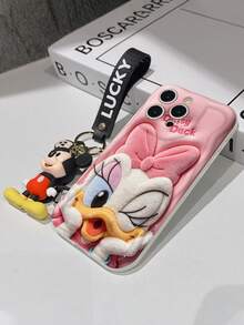 Funda de teléfono de Disney Mickey Mouse Clubhouse: Funda de teléfono suave con protector de borde con patrón 3D esponjoso y un llavero de pulsera de Mickey gratis, Mickey, Minnie, Goofy, Donald Duck, Daisy Duck, Pluto, para Apple 17 Promax 17 Pro 16 15 14 13 12 11 Pro Max XS Max X XR Funda de verano - Blanco - Ver 7