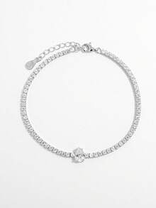 1 chiếc vòng tay sang trọng, lấp lánh, thanh lịch, tinh tế bằng bạc 925 đính đá Cubic Zirconia, thiết kế hình vuông và giọt nước, phù hợp cho nữ giới hẹn hò, dự tiệc, tiệc chiêu đãi, đeo hàng ngày, thể hiện sự quyến rũ, là món quà tuyệt vời. - Bạc - Xem 12